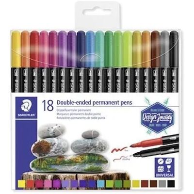Staedtler Twin-tip 0,4/2,0 mm permanentný, obojstranný, 18 farieb Staedtler Twin-tip 0,4/2,0 mm permanentný, obojstranný, 18 farieb
