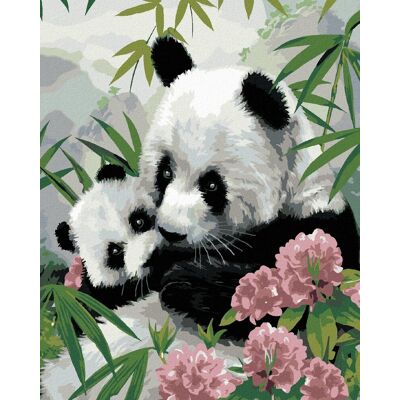 zuty Maľovanie podľa čísel – Panda s mláďaťom a ružové kvety (Howard Robinson), 40 × 50 cm, bez rámu a bez napnutia plátna zuty Maľovanie podľa čísel – Panda s mláďaťom a ružové kvety (Howard Robinson), 40 × 50 cm, bez rámu a bez napnutia plátna
