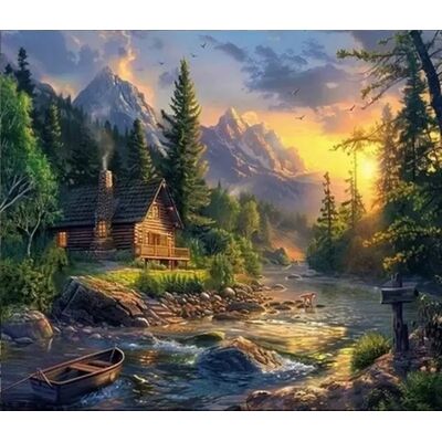Norimpex Chata pri brode 30 × 40 cm Norimpex Chata pri brode 30 × 40 cm