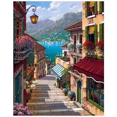 Norimpex Rozprávková ulica s výhľadom na more 30 × 40 cm Norimpex Rozprávková ulica s výhľadom na more 30 × 40 cm