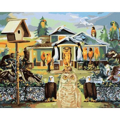 Zuty – Maľovanie podľa čísel – Vtáky a dom (D. Rusty Rust), 80 × 100 cm, plátno + rám Zuty – Maľovanie podľa čísel – Vtáky a dom (D. Rusty Rust), 80 × 100 cm, plátno + rám