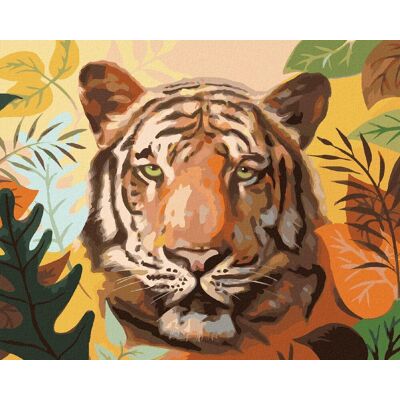 Zuty – Maľovanie podľa čísel – Tiger a listy (D. Rusty Rust), 80 × 100 cm, plátno + rám Zuty – Maľovanie podľa čísel – Tiger a listy (D. Rusty Rust), 80 × 100 cm, plátno + rám
