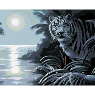 Zuty – Maľovanie podľa čísel – Biely tiger, rieka a spln (D. Rusty Rust), 80 × 100 cm, plátno + rám Zuty – Maľovanie podľa čísel – Biely tiger, rieka a spln (D. Rusty Rust), 80 × 100 cm, plátno + rám