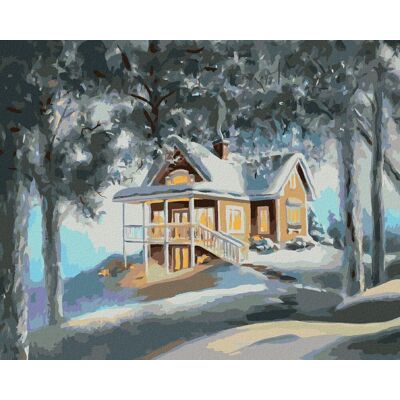 Zuty – Maľovanie podľa čísel – Dom a les v zime (D. Rusty Rust), 80 × 100 cm, plátno + rám Zuty – Maľovanie podľa čísel – Dom a les v zime (D. Rusty Rust), 80 × 100 cm, plátno + rám