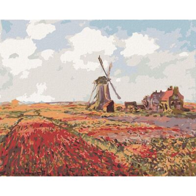 Zuty – Maľovanie podľa čísel – Tulipánové polia v Holandsku (Claude Monet), 40 × 50 cm, plátno + rám Zuty – Maľovanie podľa čísel – Tulipánové polia v Holandsku (Claude Monet), 40 × 50 cm, plátno + rám