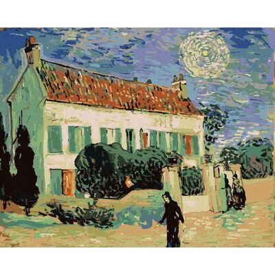 Zuty – Maľovanie Podľa Čísel – Biely Dom V Noci (Vincent Van Gogh), 80 × 100 cm, Plátno + Rám Zuty – Maľovanie Podľa Čísel – Biely Dom V Noci (Vincent Van Gogh), 80 × 100 cm, Plátno + Rám
