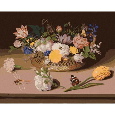 Zuty – Maľovanie Podľa Čísel – Zátišie Kvetov (Ambrosius Bosschaert), 80 × 100 cm, Plátno + Rám Zuty – Maľovanie Podľa Čísel – Zátišie Kvetov (Ambrosius Bosschaert), 80 × 100 cm, Plátno + Rám