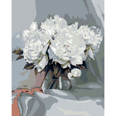 Diamondi – BIELE PIVONKY, 40 × 50 cm, bez rámu a bez napnutia plátna Diamondi – BIELE PIVONKY, 40 × 50 cm, bez rámu a bez napnutia plátna