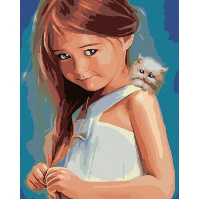 Diamondi – DIEVČATKO S MAČIATKOM, 40 × 50 cm, bez rámu a bez napnutia plátna Diamondi – DIEVČATKO S MAČIATKOM, 40 × 50 cm, bez rámu a bez napnutia plátna