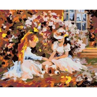 Diamondi – DIEVČATÁ V ZÁHRADE A ŠTEŇA, 40 × 50 cm, napnuté plátno na rám Diamondi – DIEVČATÁ V ZÁHRADE A ŠTEŇA, 40 × 50 cm, napnuté plátno na rám