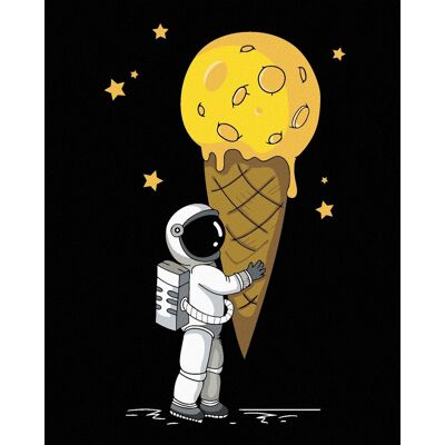 Diamondi – Diamantové maľovanie – ASTRONAUT SO ZMRZLINOU, 40 × 50 cm, vypnuté plátno na rám Diamondi – Diamantové maľovanie – ASTRONAUT SO ZMRZLINOU, 40 × 50 cm, vypnuté plátno na rám