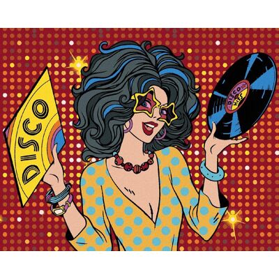 Diamondi – Diamantové maľovanie – POP-ART DISCO ŽENA, 40 × 50 cm, bez rámu a bez vypnutia plátna Diamondi – Diamantové maľovanie – POP-ART DISCO ŽENA, 40 × 50 cm, bez rámu a bez vypnutia plátna