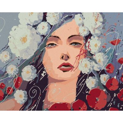 Diamondi – Diamantové maľovanie – ŽENA A VLČIE MAKY, 40 × 50 cm, bez rámu a bez vypnutia plátna Diamondi – Diamantové maľovanie – ŽENA A VLČIE MAKY, 40 × 50 cm, bez rámu a bez vypnutia plátna