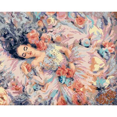 Diamondi – Diamantové maľovanie – ŽENA OBKLOPENÁ RUŽAMI, 40 × 50 cm, bez rámu a bez vypnutia plátna Diamondi – Diamantové maľovanie – ŽENA OBKLOPENÁ RUŽAMI, 40 × 50 cm, bez rámu a bez vypnutia plátna