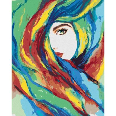 Diamondi – Diamantové maľovanie – ŽENA A FAREBNÁ ABSTRAKCIA, 40 × 50 cm, bez rámu a bez vypnutia plátna Diamondi – Diamantové maľovanie – ŽENA A FAREBNÁ ABSTRAKCIA, 40 × 50 cm, bez rámu a bez vypnutia plátna
