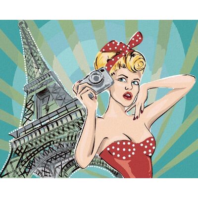 Diamondi – ŽENA PRI EIFFELOVEJ VEŽI POP ART, 40 × 50 cm, napnuté plátno na rám Diamondi – ŽENA PRI EIFFELOVEJ VEŽI POP ART, 40 × 50 cm, napnuté plátno na rám