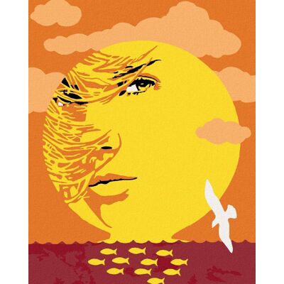 zuty Abstraktný západ slnka so ženou, 40 × 50 cm, bez rámu a bez vypnutia plátna zuty Abstraktný západ slnka so ženou, 40 × 50 cm, bez rámu a bez vypnutia plátna