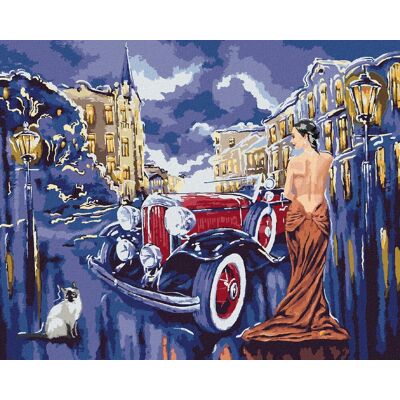 zuty Auto s dievčaťom, 80 × 100 cm, bez rámu a bez vypnutia plátna zuty Auto s dievčaťom, 80 × 100 cm, bez rámu a bez vypnutia plátna