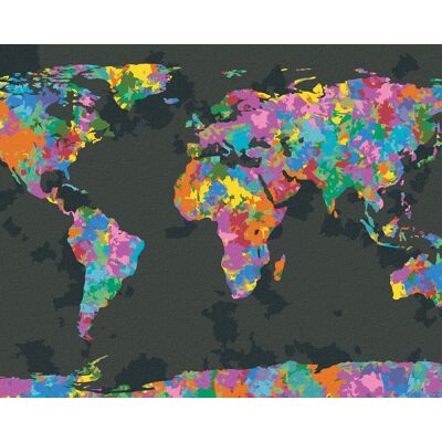 zuty Farebná mapa sveta, 40 × 50 cm, bez rámu a bez vypnutia plátna zuty Farebná mapa sveta, 40 × 50 cm, bez rámu a bez vypnutia plátna