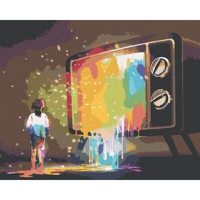 zuty Farebné svetlo z televízie, 40 × 50 cm, vypnuté plátno na rám zuty Farebné svetlo z televízie, 40 × 50 cm, vypnuté plátno na rám