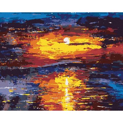 zuty Farebný západ slnka, 40 × 50 cm, plátno napnuté na rám zuty Farebný západ slnka, 40 × 50 cm, plátno napnuté na rám