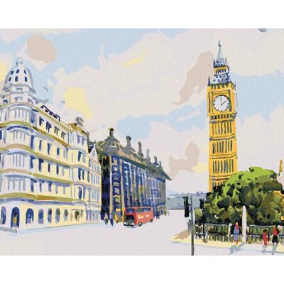 zuty Big Ben v Londýne, 40 × 50 cm, plátno napnuté na rám zuty Big Ben v Londýne, 40 × 50 cm, plátno napnuté na rám