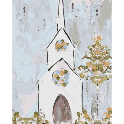 zuty Biely maľovaný kostol (Haley Bush), 40×50 cm, bez rámu a bez vypnutia plátna zuty Biely maľovaný kostol (Haley Bush), 40×50 cm, bez rámu a bez vypnutia plátna