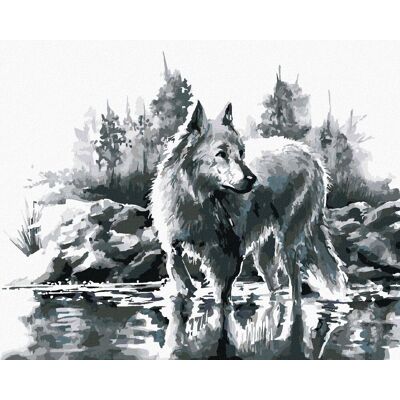 zuty Biely vlk, 40 × 50 cm, bez rámu a bez napnutia plátna zuty Biely vlk, 40 × 50 cm, bez rámu a bez napnutia plátna