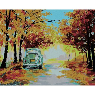zuty Chrobák na lesnej ceste, 40 × 50 cm, vypnuté plátno na rám zuty Chrobák na lesnej ceste, 40 × 50 cm, vypnuté plátno na rám