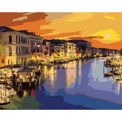 zuty Canal Grande v letnej noci v Benátkach, 40×50 cm, bez rámu a bez vypnutia plátna zuty Canal Grande v letnej noci v Benátkach, 40×50 cm, bez rámu a bez vypnutia plátna