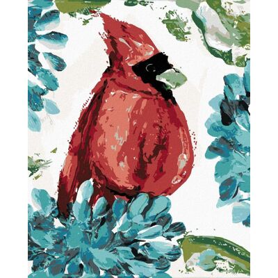 zuty Červený vták a hortenzia (Haley Bush), 40×50 cm, bez rámu a bez vypnutia plátna zuty Červený vták a hortenzia (Haley Bush), 40×50 cm, bez rámu a bez vypnutia plátna