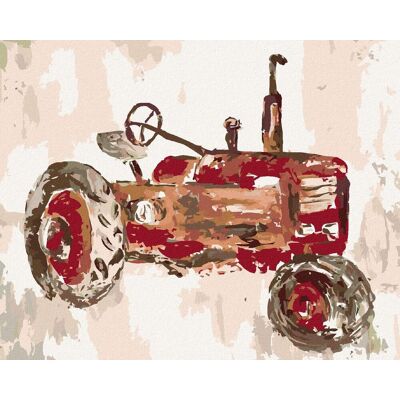 zuty Červený traktor (Haley Bush), 40×50 cm, bez rámu a bez vypnutia plátna zuty Červený traktor (Haley Bush), 40×50 cm, bez rámu a bez vypnutia plátna