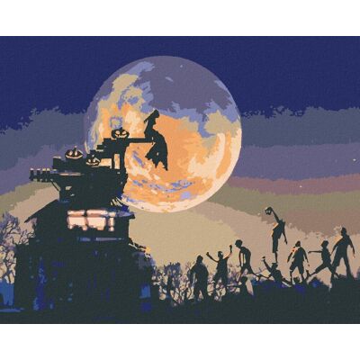 zuty Halloween pri splne mesiaca, 40 × 50 cm, plátno napnuté na rám zuty Halloween pri splne mesiaca, 40 × 50 cm, plátno napnuté na rám