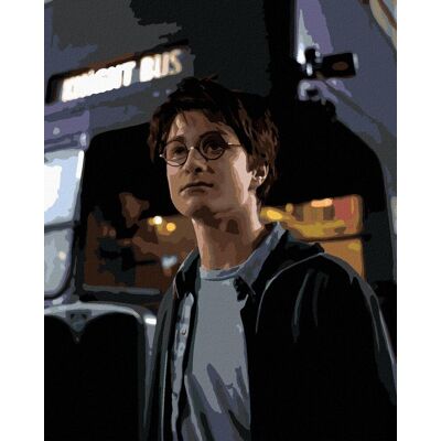 zuty Harry Potter pred záchranným kúzelníckym autobusom, 40×50 cm, bez rámu a bez vypnutia plátna zuty Harry Potter pred záchranným kúzelníckym autobusom, 40×50 cm, bez rámu a bez vypnutia plátna