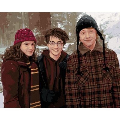 zuty Harry Potter, Hermiona a Ron v zasneženej krajine, 40×50 cm, bez rámu a bez vypnutia plátna zuty Harry Potter, Hermiona a Ron v zasneženej krajine, 40×50 cm, bez rámu a bez vypnutia plátna