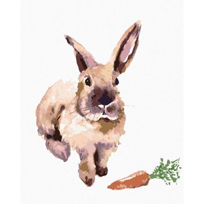 zuty Králik s mrkvičkou, 40 × 50 cm, bez rámu a bez napnutia plátna zuty Králik s mrkvičkou, 40 × 50 cm, bez rámu a bez napnutia plátna