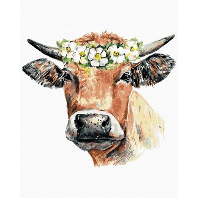 zuty Krava s vencom, 40 × 50 cm, bez rámu a bez napnutia plátna zuty Krava s vencom, 40 × 50 cm, bez rámu a bez napnutia plátna