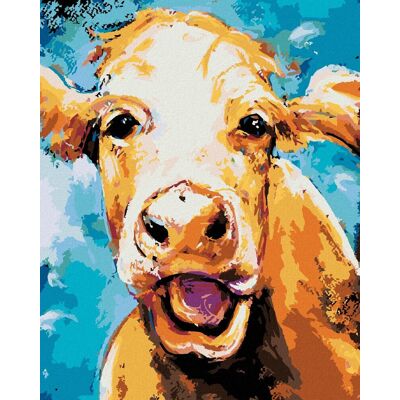 zuty Krava, 40 × 50 cm, plátno napnuté na rám zuty Krava, 40 × 50 cm, plátno napnuté na rám