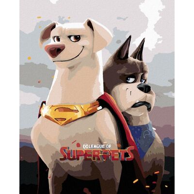 zuty Krypto a ace (DC Liga supermaznáčikov), 40×50 cm, vypnuté plátno na rám zuty Krypto a ace (DC Liga supermaznáčikov), 40×50 cm, vypnuté plátno na rám
