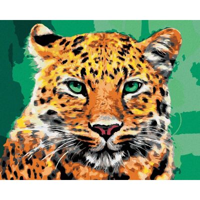 zuty Leopard so zelenými očami, 40×50 cm, bez rámu a bez vypnutia plátna zuty Leopard so zelenými očami, 40×50 cm, bez rámu a bez vypnutia plátna