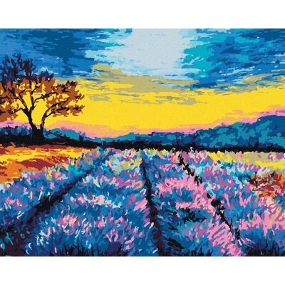 zuty Levanduľové pole v Provensálsku, 40×50 cm, bez rámu a bez vypnutia plátna zuty Levanduľové pole v Provensálsku, 40×50 cm, bez rámu a bez vypnutia plátna