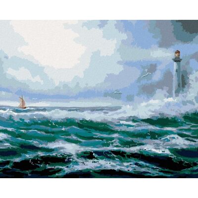 zuty Maják v oceáne, 40×50 cm, bez rámu a bez vypnutia plátna zuty Maják v oceáne, 40×50 cm, bez rámu a bez vypnutia plátna