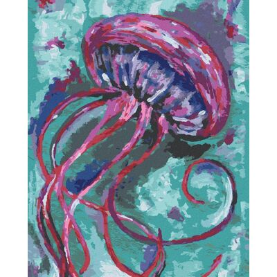 zuty Medúza na zelenom pozadí, 40×50 cm, bez rámu a bez vypnutia plátna zuty Medúza na zelenom pozadí, 40×50 cm, bez rámu a bez vypnutia plátna