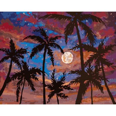 zuty Mesiac medzi palmami, 40×50 cm, bez rámu a bez vypnutia plátna zuty Mesiac medzi palmami, 40×50 cm, bez rámu a bez vypnutia plátna
