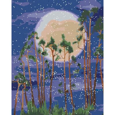 zuty Mesiac za stromami v lese, 40×50 cm, bez rámu a bez vypnutia plátna zuty Mesiac za stromami v lese, 40×50 cm, bez rámu a bez vypnutia plátna