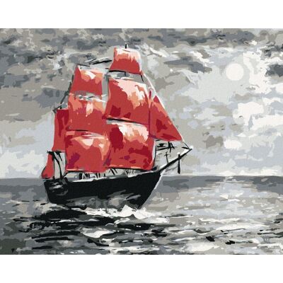 zuty Mesačný svit a plachetnica na mori, 40×50 cm, bez rámu a bez vypnutia plátna zuty Mesačný svit a plachetnica na mori, 40×50 cm, bez rámu a bez vypnutia plátna