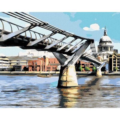 zuty Millennium Bridge v Londýne, 40 × 50 cm, plátno napnuté na rám zuty Millennium Bridge v Londýne, 40 × 50 cm, plátno napnuté na rám