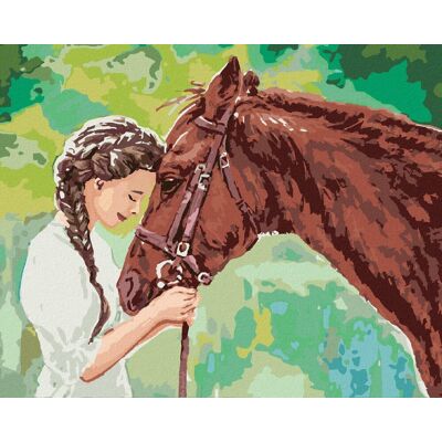zuty Mladé dievča s koňom, 80 × 100 cm, bez rámu a bez napnutia plátna zuty Mladé dievča s koňom, 80 × 100 cm, bez rámu a bez napnutia plátna