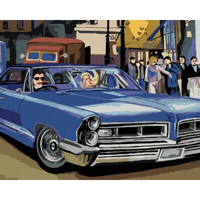 zuty Modré retro auto, 40×50 cm, bez rámu a bez vypnutia plátna zuty Modré retro auto, 40×50 cm, bez rámu a bez vypnutia plátna