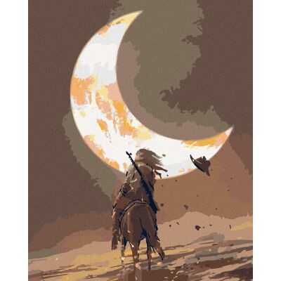 zuty Muž na koni pod mesiacom, 40×50 cm, bez rámu a bez vypnutia plátna zuty Muž na koni pod mesiacom, 40×50 cm, bez rámu a bez vypnutia plátna